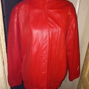 Comint Vintage Red Leather Jacket Size Large